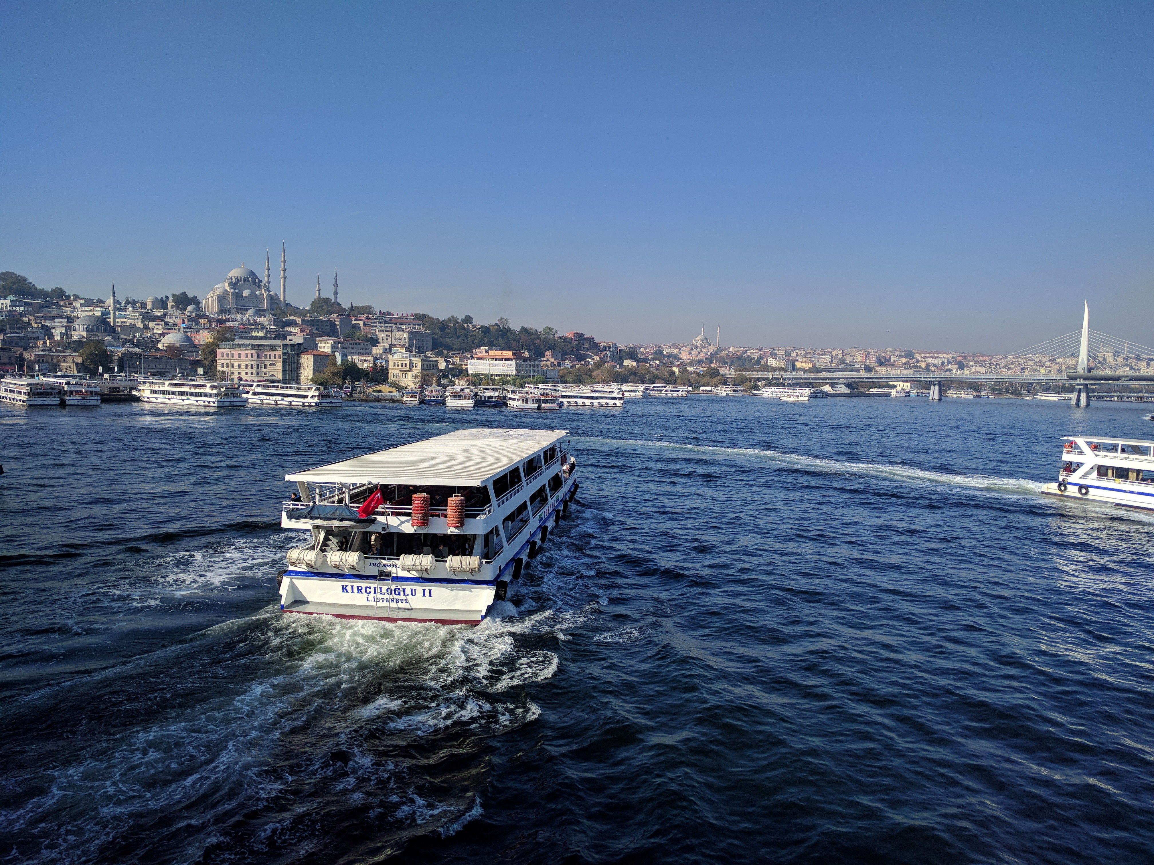 Galata bridge, boat