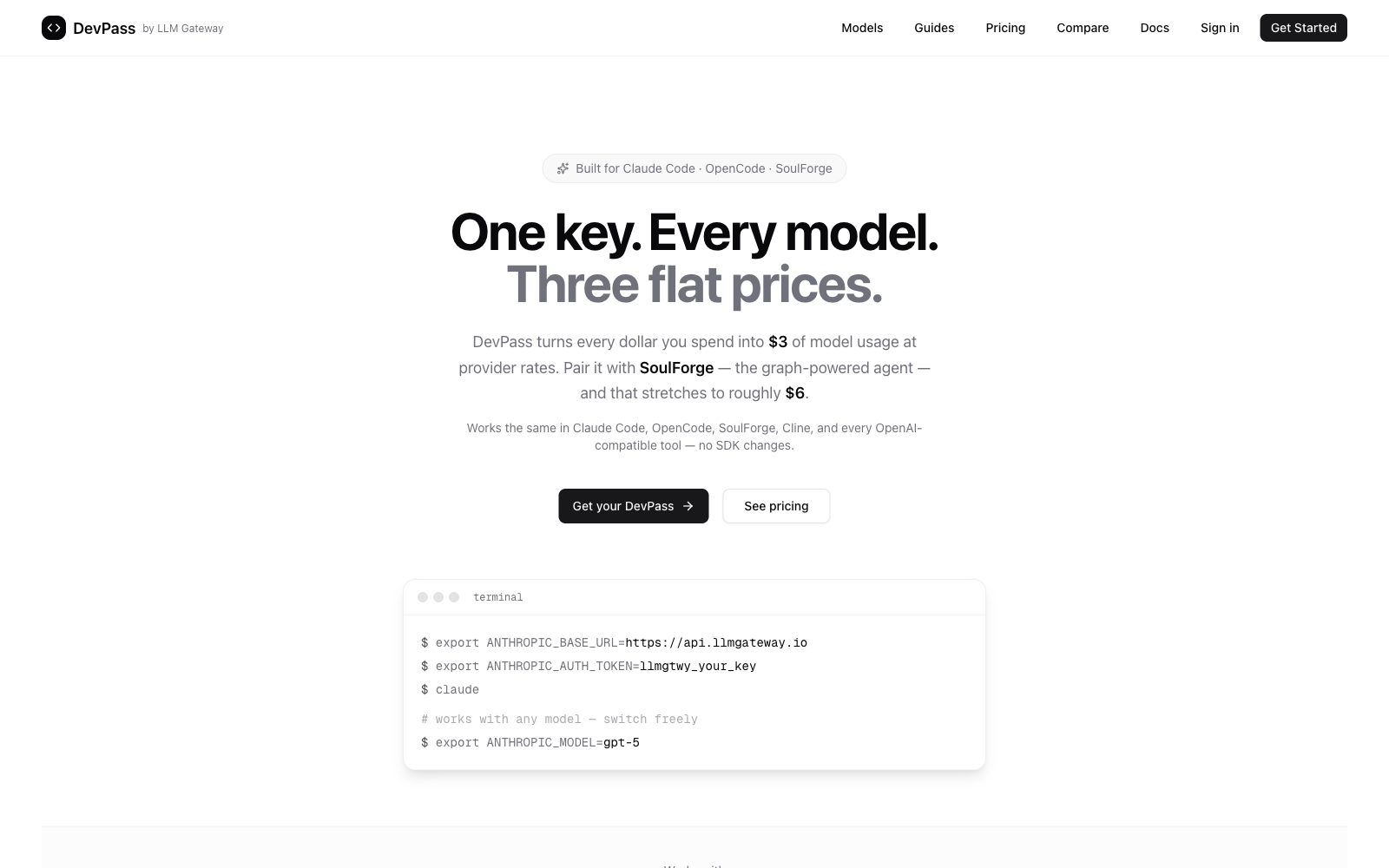 DevPass landing page