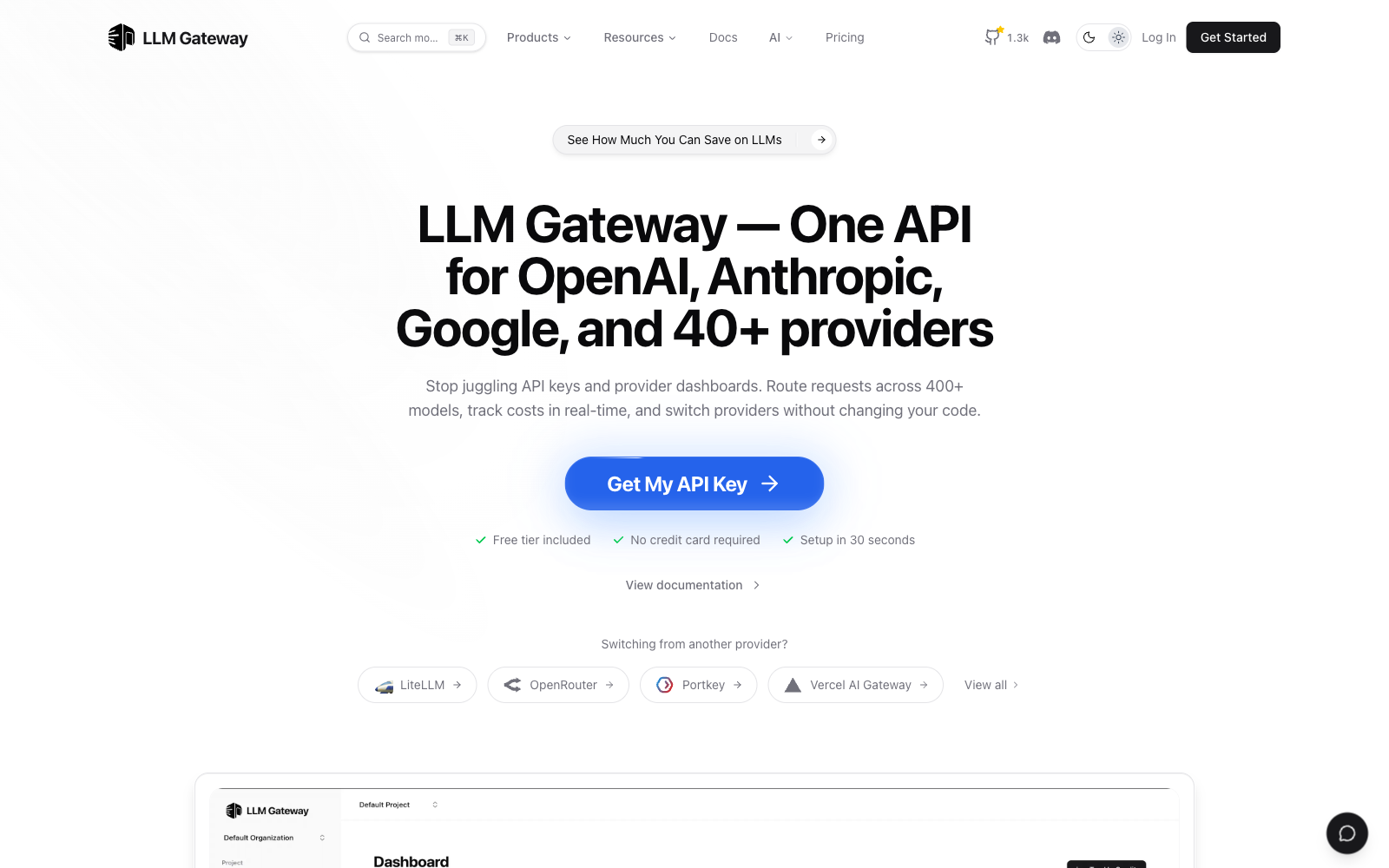 LLM Gateway homepage