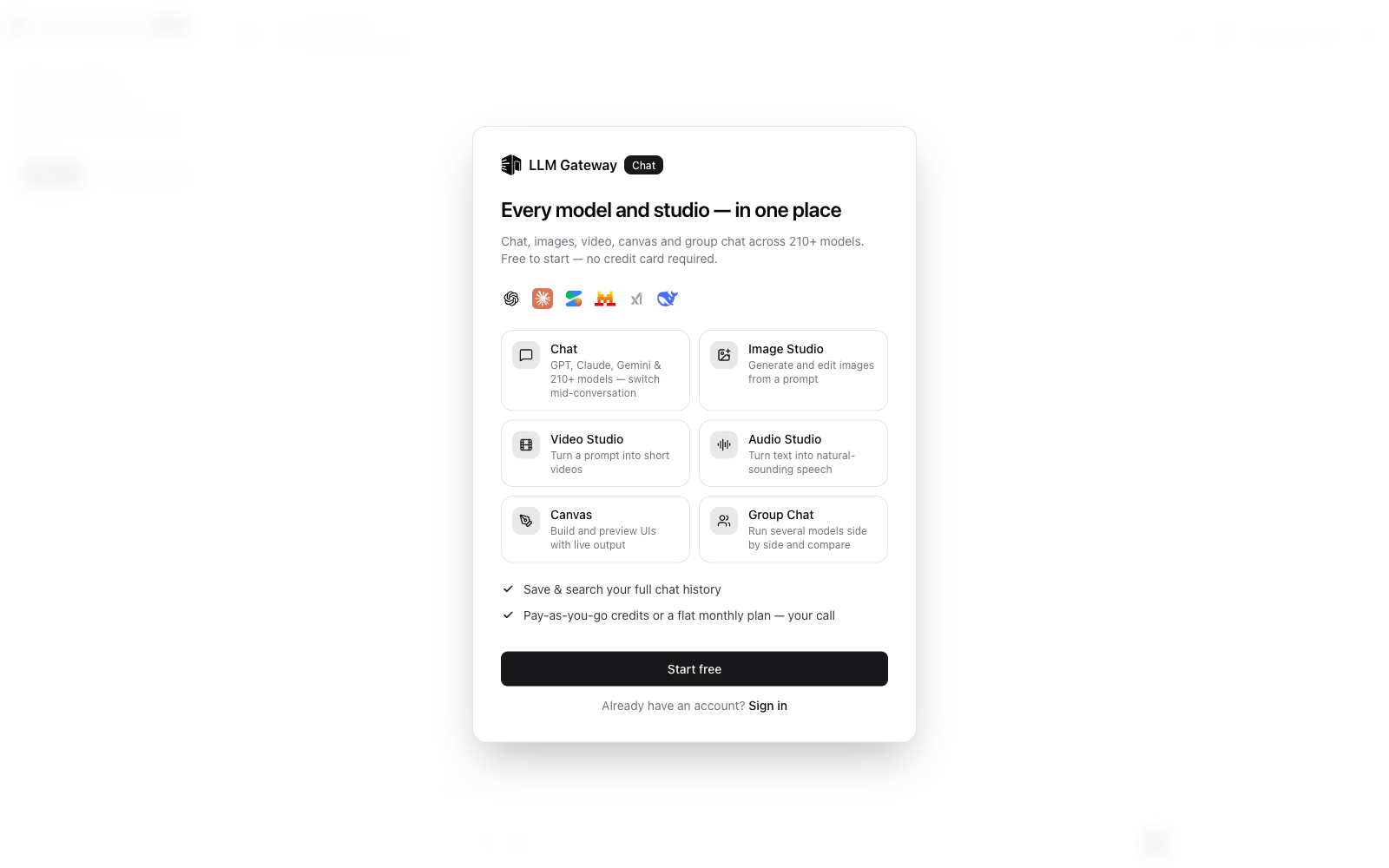 LLM Gateway chat playground